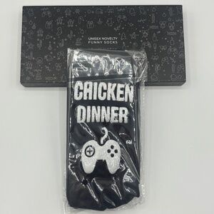 Funny Gamer Novelty Socks "Winner Winner Chicken Dinner" - Black